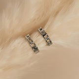 Curb Chain Hoop Earrings Silver