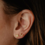Boucles d'oreilles puces lune or