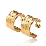 Hammered Hoop Earrings Medium Gold