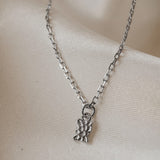 Hammered Pendant Necklace Silver