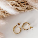 Hammered Hoop Earrings Small Gold