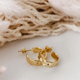 Hammered Hoop Earrings Small Gold