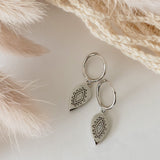 Boucles d'Oreilles Créoles Pendantes Ovales "Marrakech" Argent