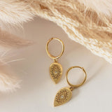Oval Drop Hoop Earrings "Marrakech" Gold
