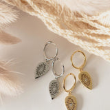 Oval Drop Hoop Earrings "Marrakech" Gold