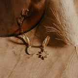 Boucles d'Oreilles Créoles Lune &amp; Étoile "Classic" Or