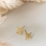 Star stud earrings gold