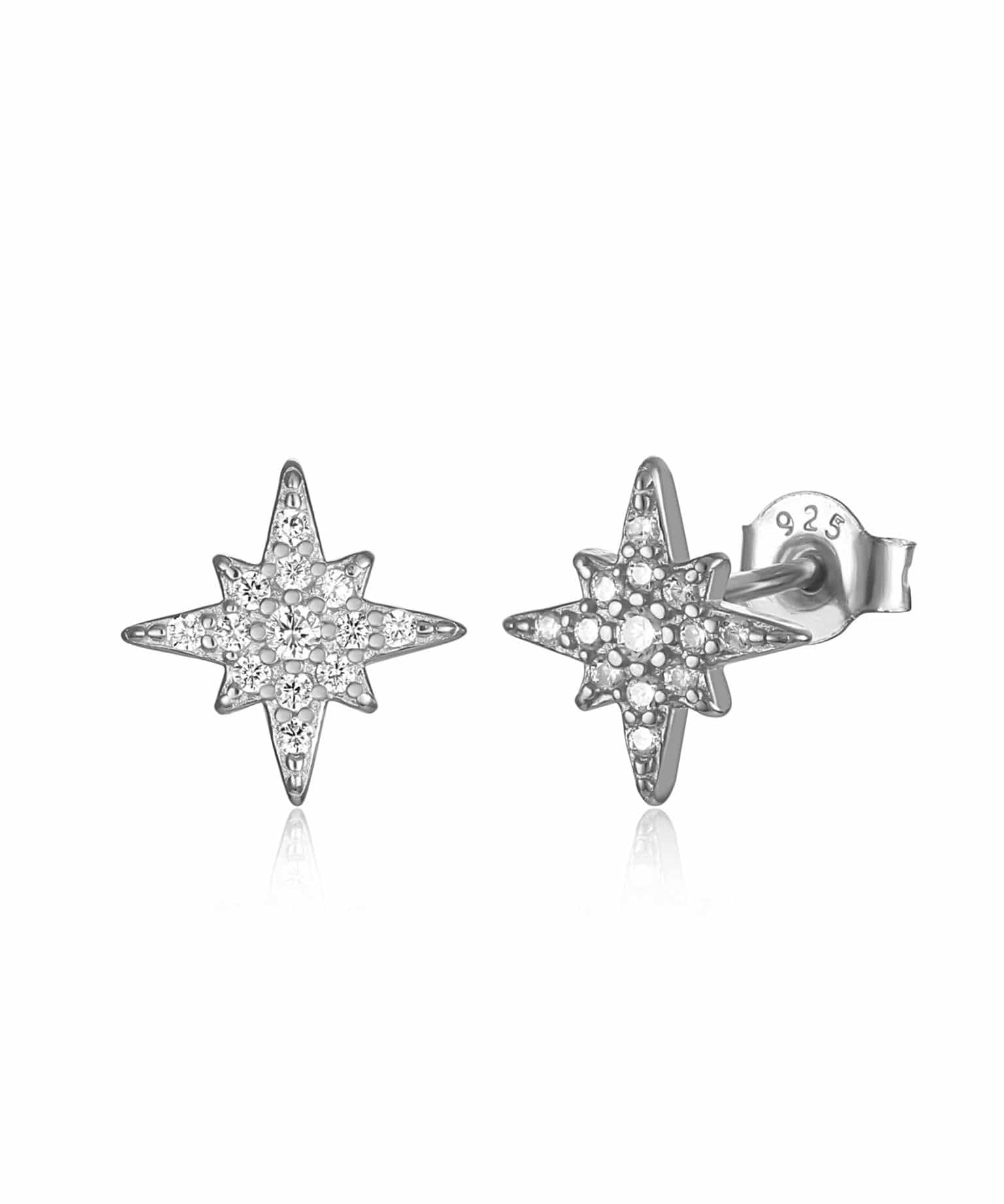 Star stud earrings silver