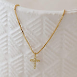 Collier Croix Zircon Or