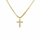 Zirconia Cross Necklace Gold