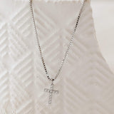 Zirkonia Cross Necklace Silber